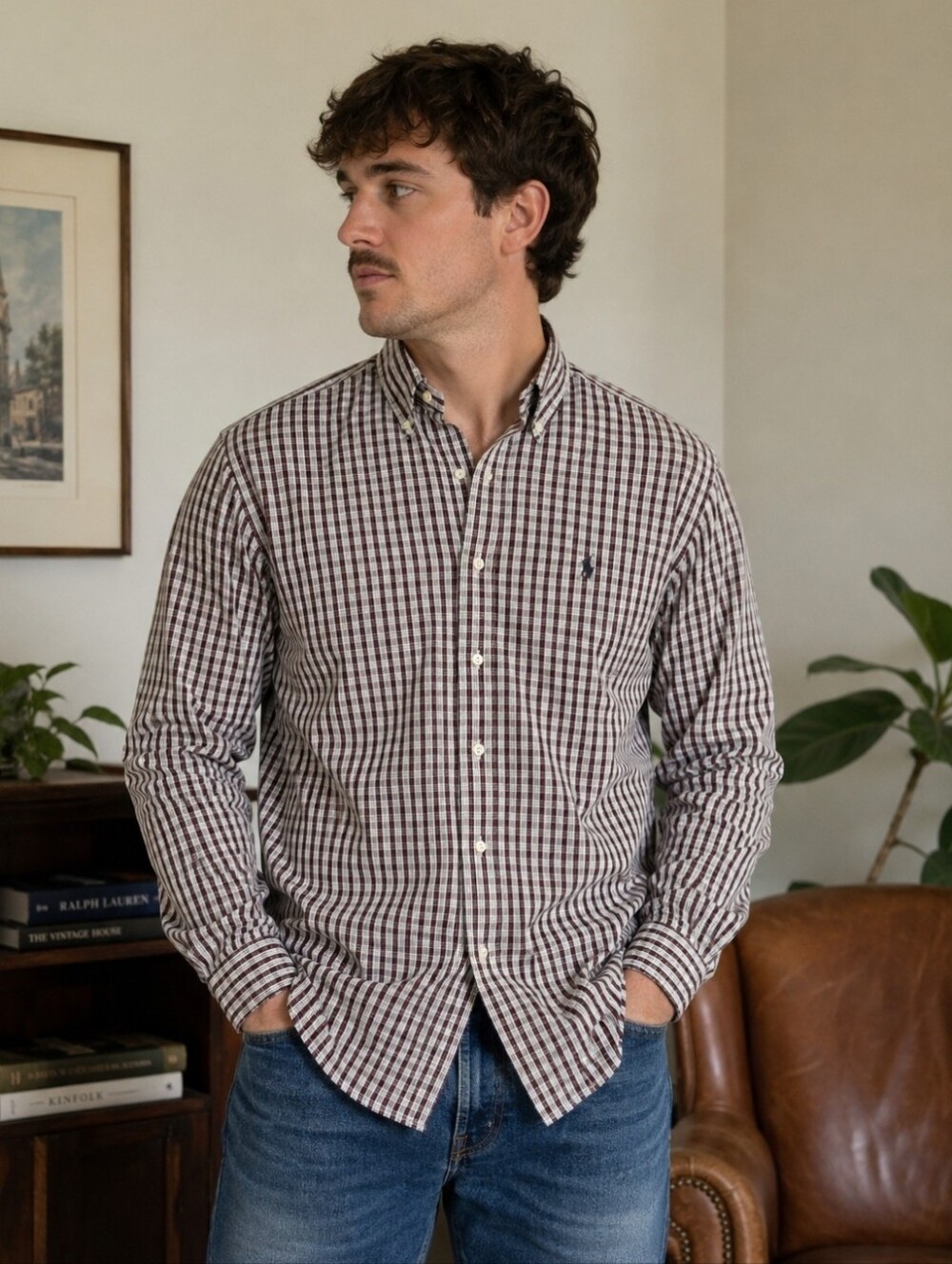Ralph Lauren Blake Plaid Button Down Shirt Mens XL Black Red Long Sleeve Cotton